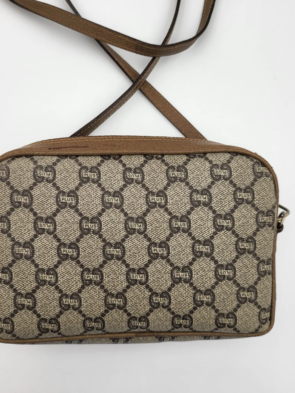 GUCCI GG PLUS CANVAS BEIGE SHOULDER CROSSBODY BAG..Vintage Authentic..